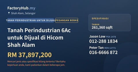 Tanah Untuk Dijual - Tanah Perindustrian 6Ac untuk Dijual di Hicom Shah Alam - Shah Alam, Selangor