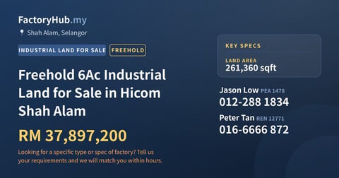 Land For Sale - Freehold 6Ac Industrial Land for Sale in Hicom Shah Alam - Shah Alam, Selangor