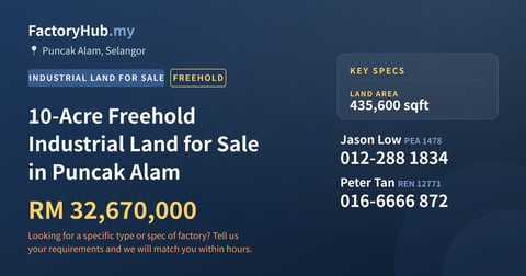 Land For Sale - 10-Acre Freehold Industrial Land for Sale in Puncak Alam - Puncak Alam, Selangor