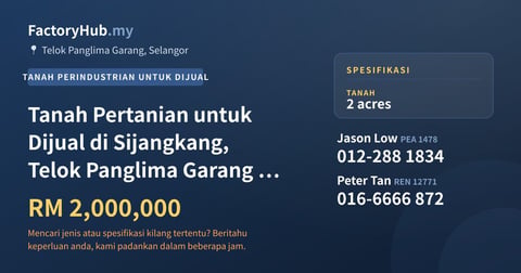 Tanah Untuk Dijual - Tanah Pertanian untuk Dijual di Sijangkang, Telok Panglima Garang – RM2J 2 ekar - Telok Panglima Garang, Selangor