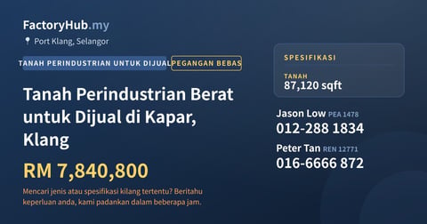 Tanah Untuk Dijual - Tanah Perindustrian Berat untuk Dijual di Kapar, Klang - Port Klang, Selangor