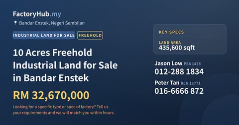 Land For Sale - 10 Acres Freehold Industrial Land for Sale in Bandar Enstek - Bandar Enstek, Negeri Sembilan