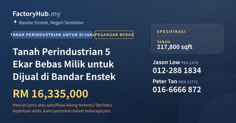 Tanah Untuk Dijual - Tanah Perindustrian 5 Ekar Bebas Milik untuk Dijual di Bandar Enstek - Bandar Enstek, Negeri Sembilan