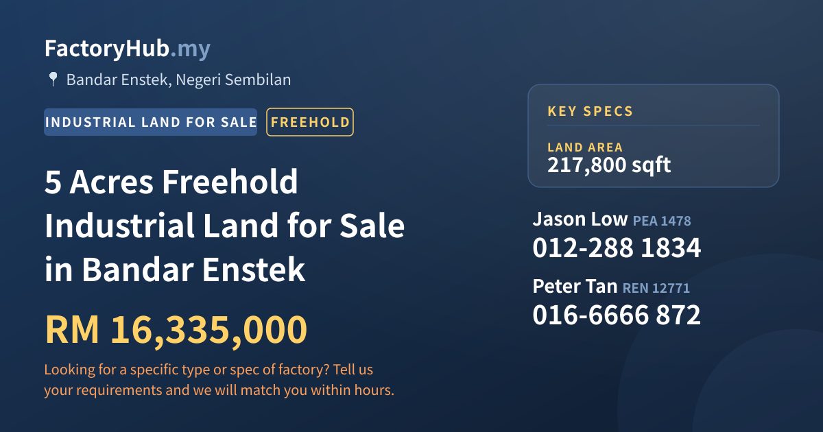 Land For Sale - 5 Acres Freehold Industrial Land for Sale in Bandar Enstek - Bandar Enstek, Negeri Sembilan