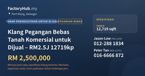 Tanah Untuk Dijual - Klang Pegangan Bebas Tanah Komersial untuk Dijual – RM2.5J 12719kp - Port Klang, Selangor