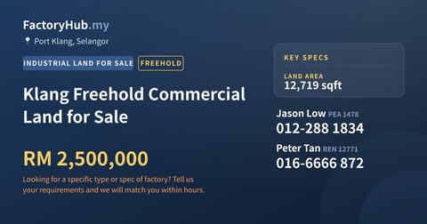 Land For Sale - Klang Freehold Commercial Land for Sale - Port Klang, Selangor