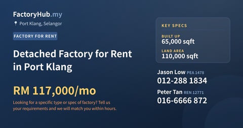 Factory For Rent - Detached Factory for Rent in Port Klang - Port Klang, Selangor