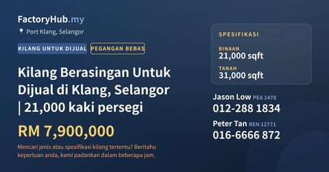 Kilang Untuk Dijual - Kilang Berasingan Untuk Dijual di Klang, Selangor | 21,000 kaki persegi - Port Klang, Selangor