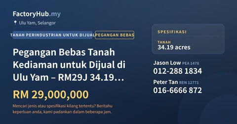 Tanah Untuk Dijual - Pegangan Bebas Tanah Kediaman untuk Dijual di Ulu Yam – RM29J 34.19 ekar - Ulu Yam, Selangor