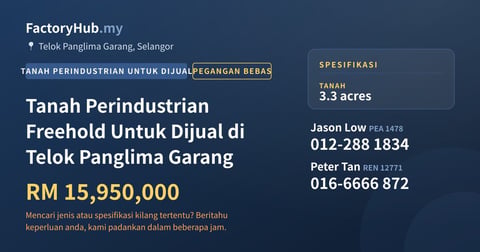 Tanah Untuk Dijual - Tanah Perindustrian Freehold Untuk Dijual di Telok Panglima Garang - Telok Panglima Garang, Selangor