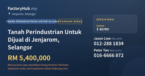 Tanah Untuk Dijual - Tanah Perindustrian Untuk Dijual di Jenjarom, Selangor - Jenjarom, Selangor