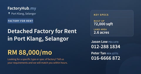 Factory For Rent - Detached Factory for Rent in Port Klang, Selangor - Port Klang, Selangor