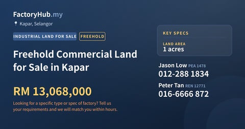 Land For Sale - Freehold Commercial Land for Sale in Kapar - Kapar, Selangor