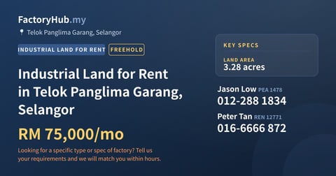 Land For Rent - Industrial Land for Rent in Telok Panglima Garang, Selangor - Telok Panglima Garang, Selangor
