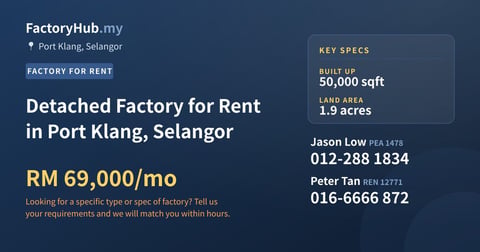 Factory For Rent - Detached Factory for Rent in Port Klang, Selangor - Port Klang, Selangor
