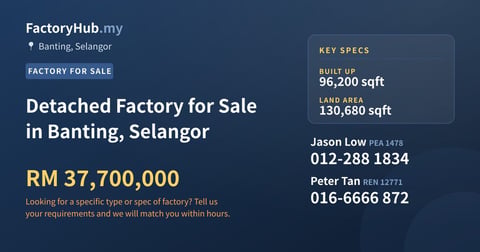 Factory For Sale - Detached Factory for Sale in Banting, Selangor - Banting, Selangor