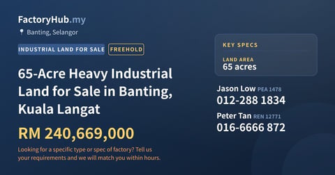 Land For Sale - 65-Acre Heavy Industrial Land for Sale in Banting, Kuala Langat - Banting, Selangor
