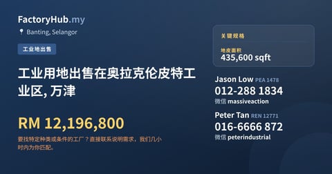 土地 出售 - 工业用地出售在奥拉克伦皮特工业区, 万津 - Banting, Selangor