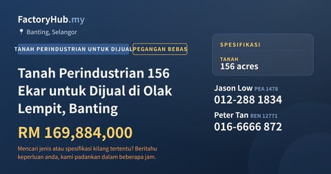 Tanah Untuk Dijual - Tanah Perindustrian 156 Ekar untuk Dijual di Olak Lempit, Banting - Banting, Selangor