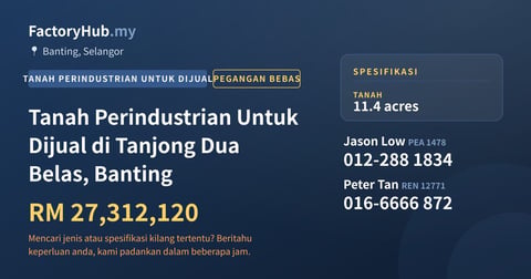 Tanah Untuk Dijual - Tanah Perindustrian Untuk Dijual di Tanjong Dua Belas, Banting - Banting, Selangor