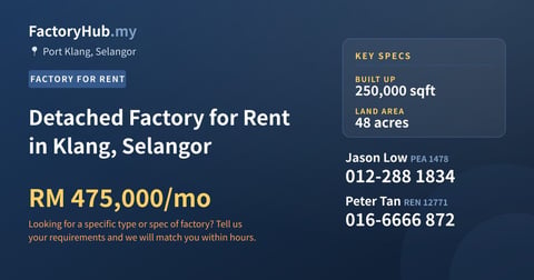 Factory For Rent - Detached Factory for Rent in Klang, Selangor - Port Klang, Selangor