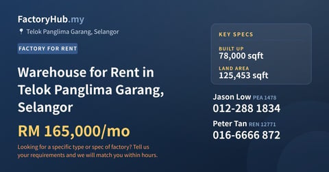 Factory For Rent - Warehouse for Rent in Telok Panglima Garang, Selangor - Telok Panglima Garang, Selangor