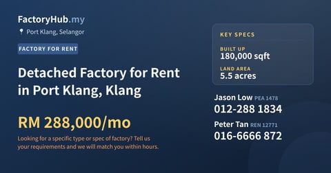 Factory For Rent - Detached Factory for Rent in Port Klang, Klang - Port Klang, Selangor