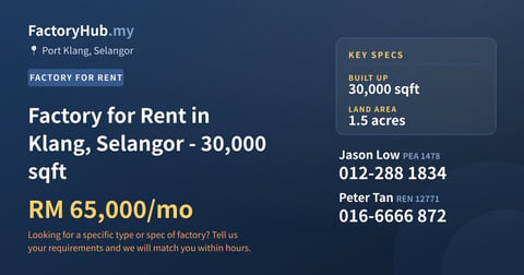 Factory For Rent - Factory for Rent in Klang, Selangor - 30,000 sqft - Port Klang, Selangor