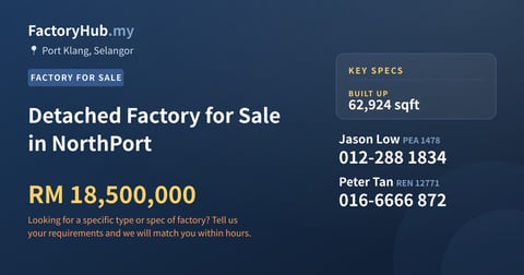 Factory For Sale - Detached Factory for Sale in NorthPort - Port Klang, Selangor