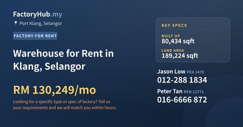 Factory For Rent - Warehouse for Rent in Klang, Selangor - Port Klang, Selangor