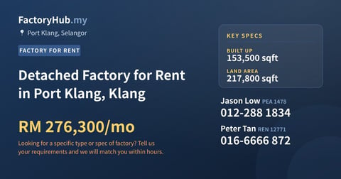 Factory For Rent - Detached Factory for Rent in Port Klang, Klang - Port Klang, Selangor