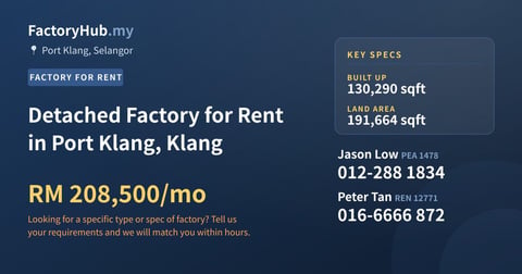 Factory For Rent - Detached Factory for Rent in Port Klang, Klang - Port Klang, Selangor