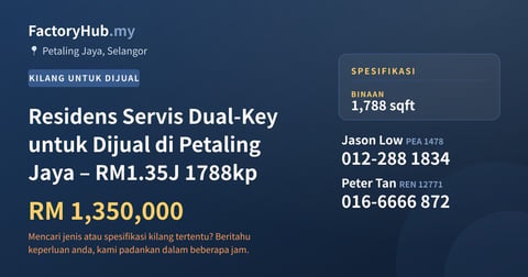 Kediaman Untuk Dijual - Residens Servis Dual-Key untuk Dijual di Petaling Jaya – RM1.35J 1788kp - Petaling Jaya, Selangor