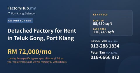 Factory For Rent - Detached Factory for Rent in Teluk Gong, Port Klang - Port Klang, Selangor