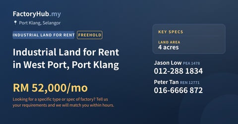 Land For Rent - Industrial Land for Rent in West Port, Port Klang - Port Klang, Selangor
