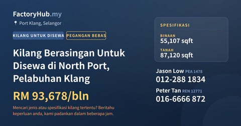 Kilang Untuk Disewa - Kilang Berasingan Untuk Disewa di North Port, Pelabuhan Klang - Port Klang, Selangor
