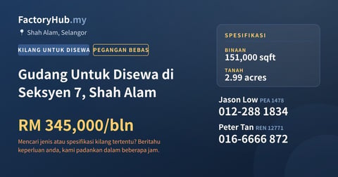 Kilang Untuk Disewa - Gudang Untuk Disewa di Seksyen 7, Shah Alam - Shah Alam, Selangor