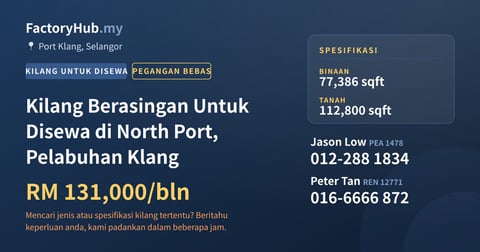 Kilang Untuk Disewa - Kilang Berasingan Untuk Disewa di North Port, Pelabuhan Klang - Port Klang, Selangor