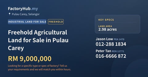 Land For Sale - Freehold Agricultural Land for Sale in Pulau Carey - Pulau Carey, Selangor