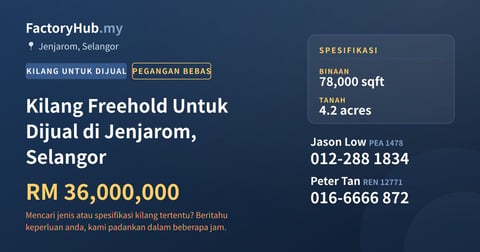 Kilang Untuk Dijual - Kilang Freehold Untuk Dijual di Jenjarom, Selangor - Jenjarom, Selangor