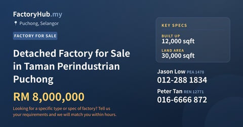 Factory For Sale - Detached Factory for Sale in Taman Perindustrian Puchong - Puchong, Selangor