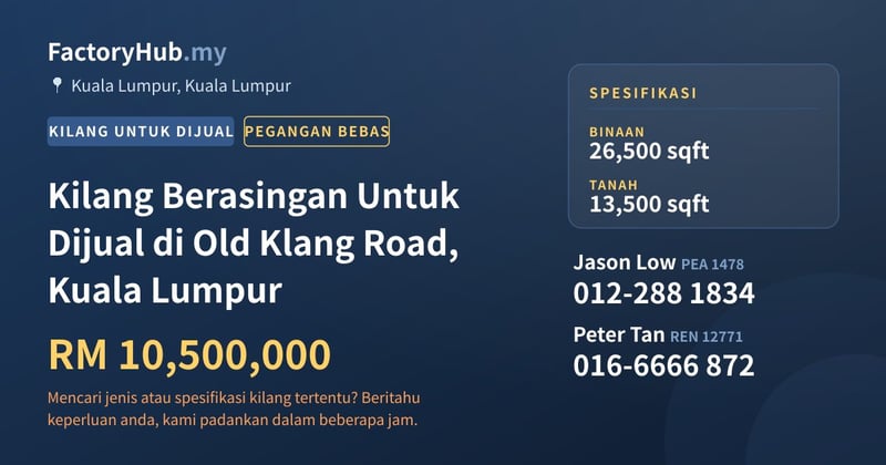 Kilang Untuk Dijual - Kilang Berasingan Untuk Dijual di Old Klang Road, Kuala Lumpur - Kuala Lumpur, Kuala Lumpur