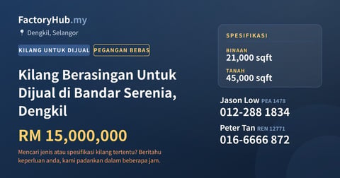 Kilang Untuk Dijual - Kilang Berasingan Untuk Dijual di Bandar Serenia, Dengkil - Dengkil, Selangor