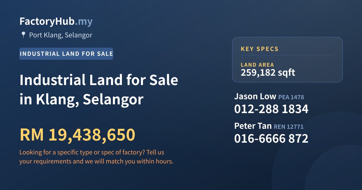 Land For Sale - Industrial Land for Sale in Klang, Selangor - Port Klang, Selangor