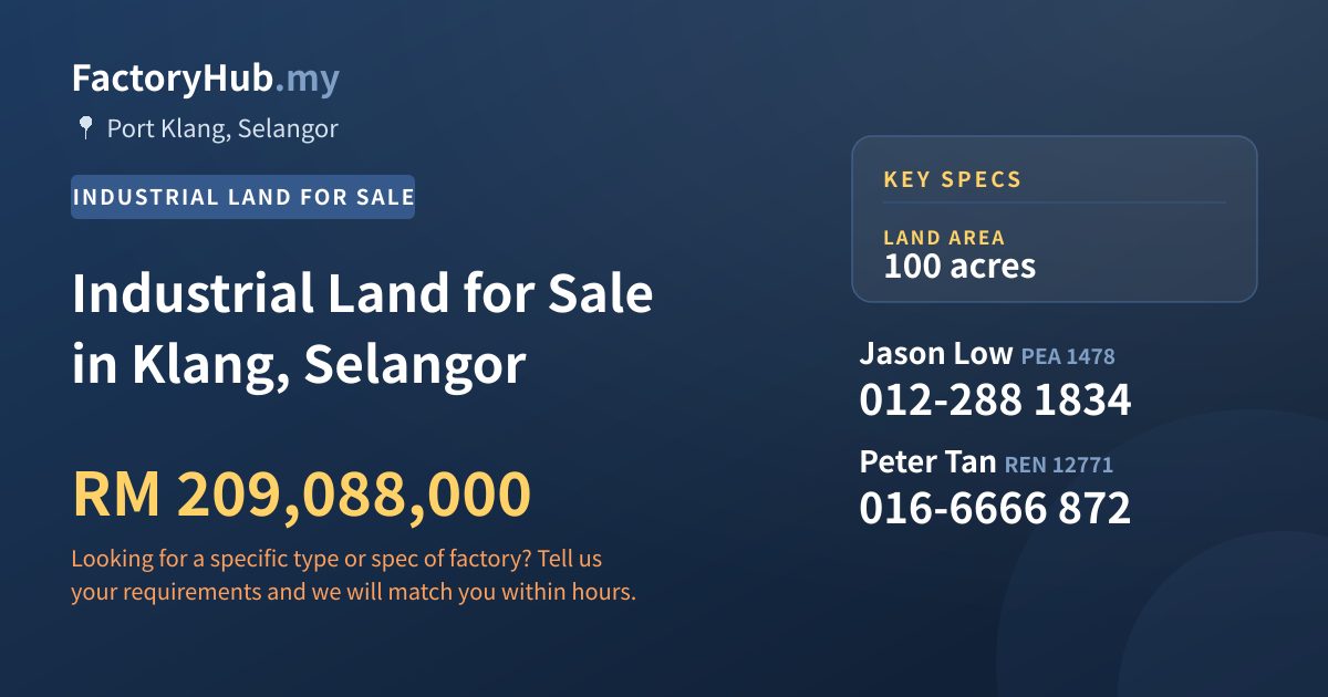 Land For Sale - Industrial Land for Sale in Klang, Selangor - Port Klang, Selangor