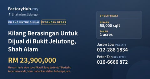 Kilang Untuk Dijual - Kilang Berasingan Untuk Dijual di Bukit Jelutong, Shah Alam - Shah Alam, Selangor