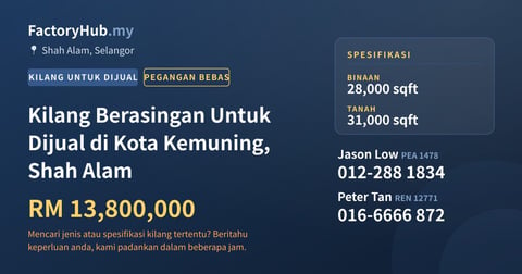 Kilang Untuk Dijual - Kilang Berasingan Untuk Dijual di Kota Kemuning, Shah Alam - Shah Alam, Selangor