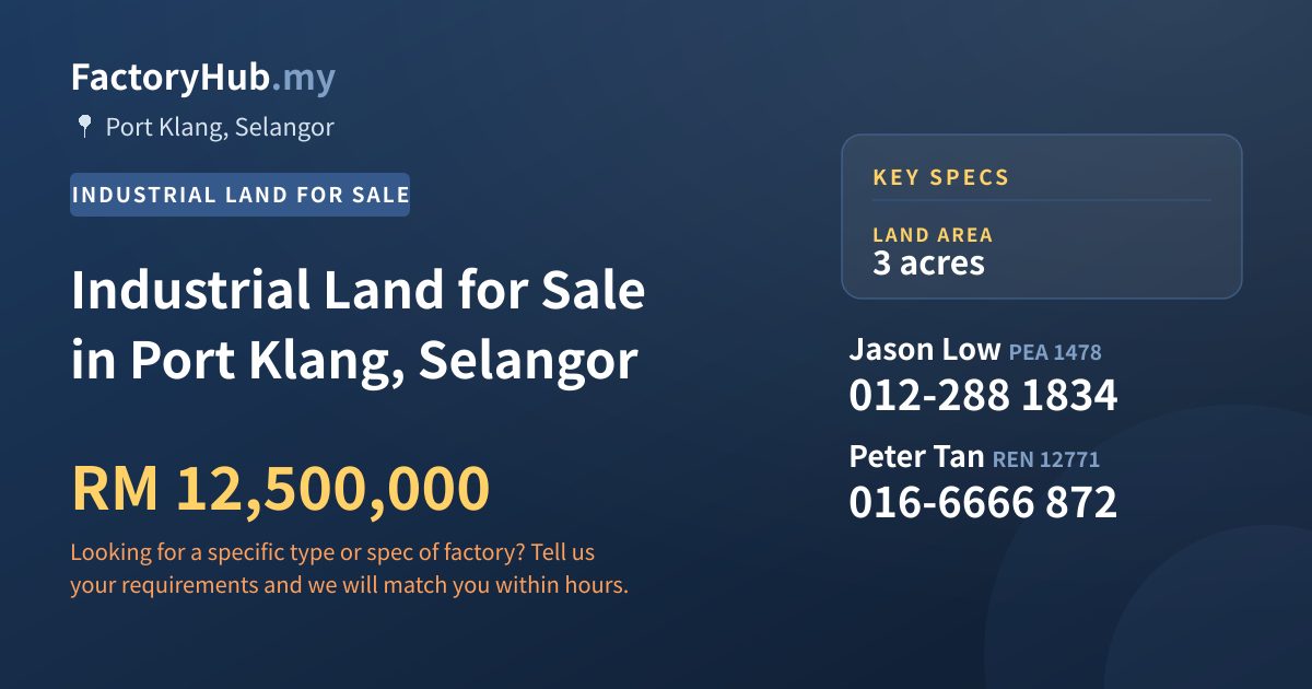 Land For Sale - Industrial Land for Sale in Port Klang, Selangor - Port Klang, Selangor