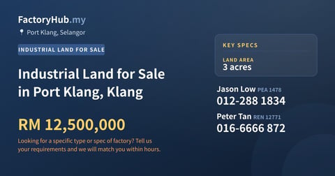 Land For Sale - Industrial Land for Sale in Port Klang, Klang - Port Klang, Selangor
