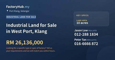 Land For Sale - Industrial Land for Sale in West Port, Klang - Port Klang, Selangor